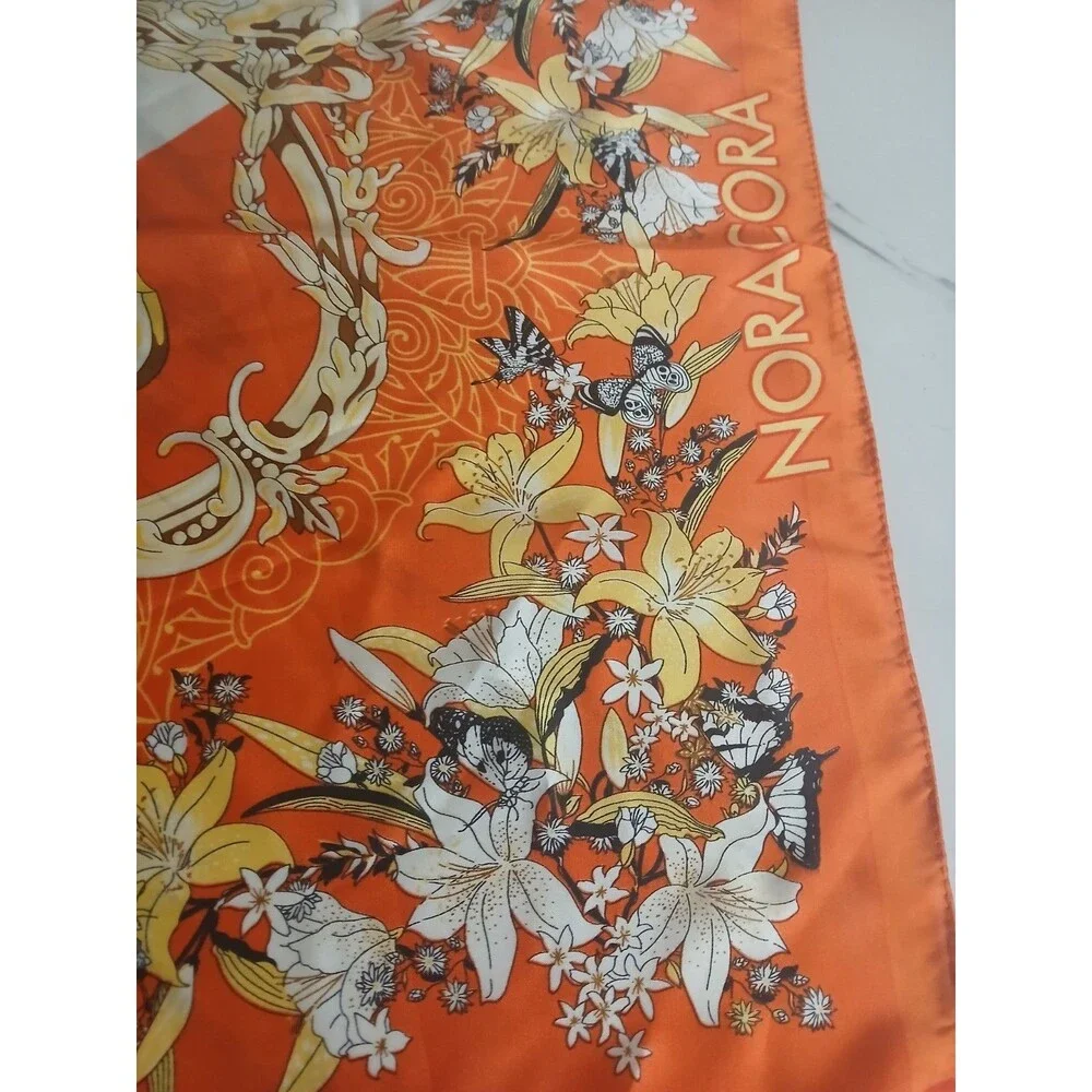 Noracora Scarf Floral With Butterflies, Musical Instruments Vintage Cottage Chic